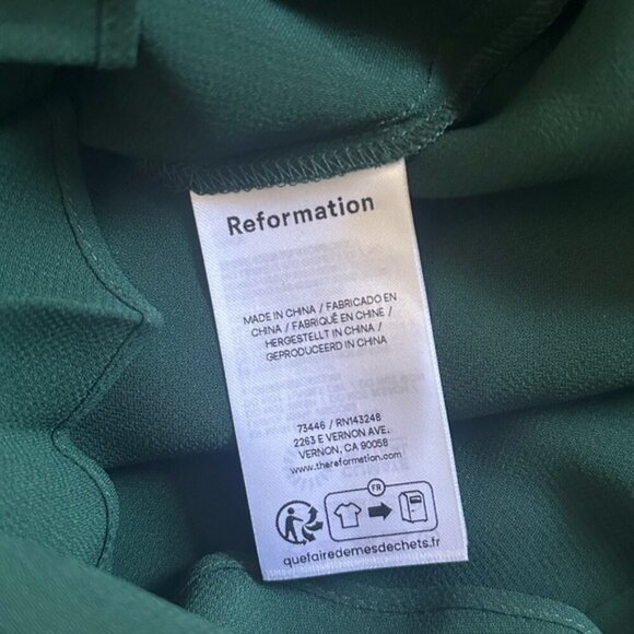 NEW Reformation Anaiis Long Silk Dress Forest Dark Green | size 0 - Picture 14 of 15